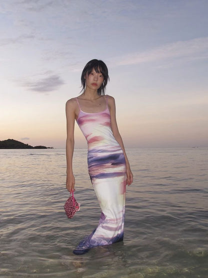 Sunset Beach Fishtail Halter Dress【s0000009610】