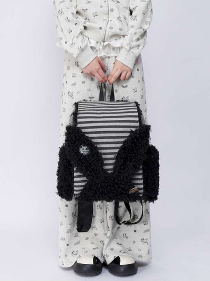 Rabbit Ears Fur Computer School Bag【s0000014615】