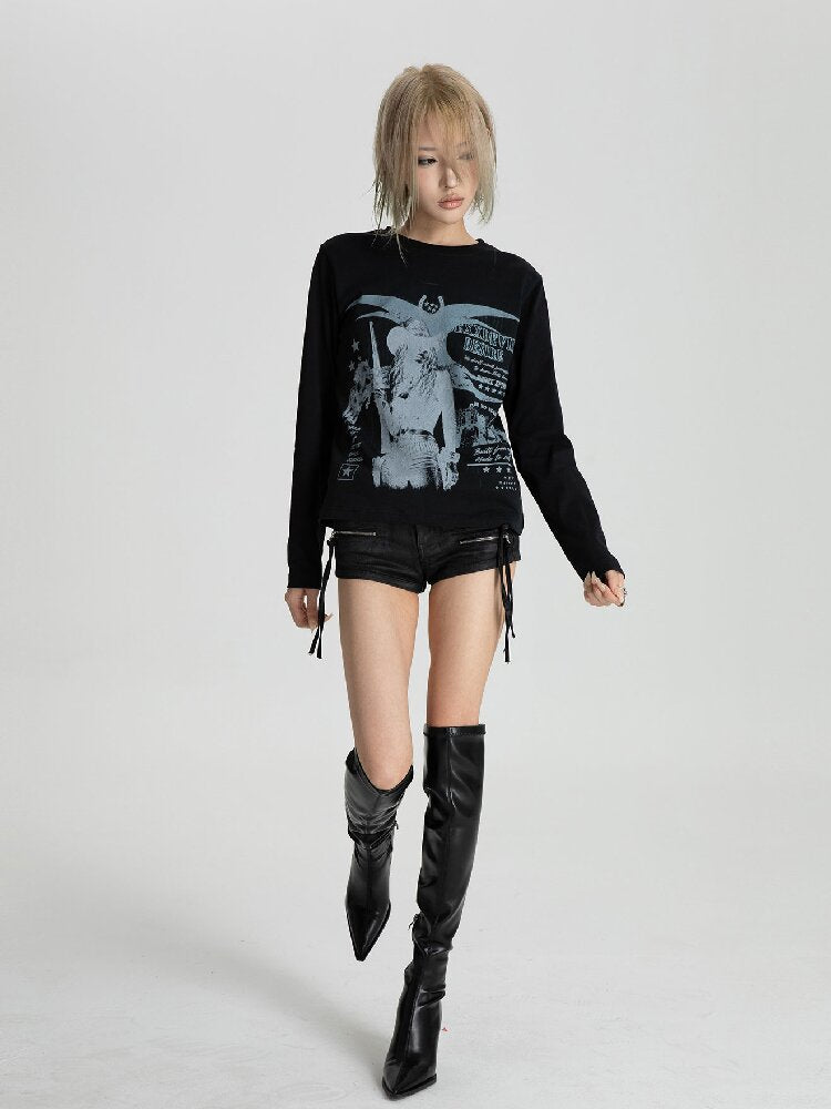 Women Digital Print Long T-Shirt【s0000018562】