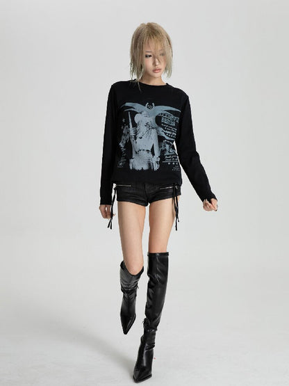 Women Digital Print Long T-Shirt【s0000018562】