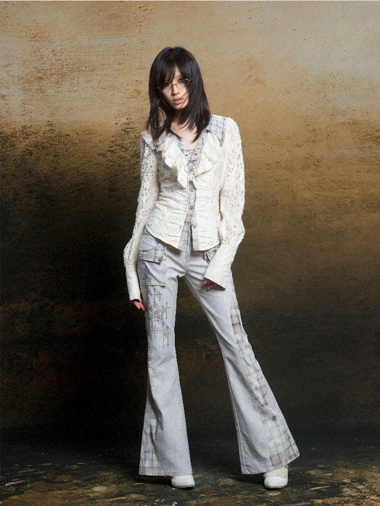 Ruffle Double Layer Collar Slim Shirt【s0000011814】