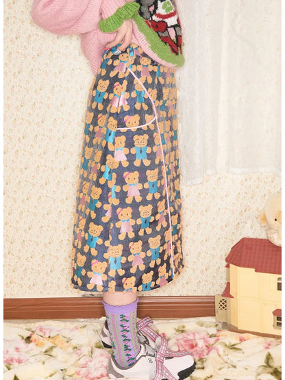 Bear Contrast-Color Skirt【s0000014145】
