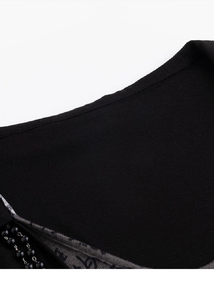 Beaded Chain Letter Print Top【s0000016213】