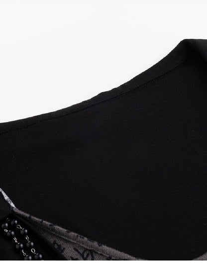 Beaded Chain Letter Print Top【s0000016213】