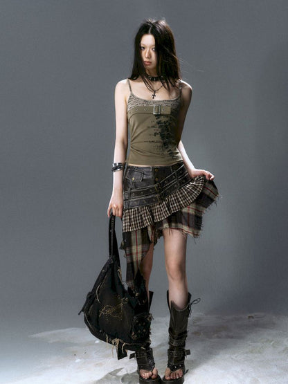 Belt Buckle Patchwork Cami Tank Top【s0000012641】