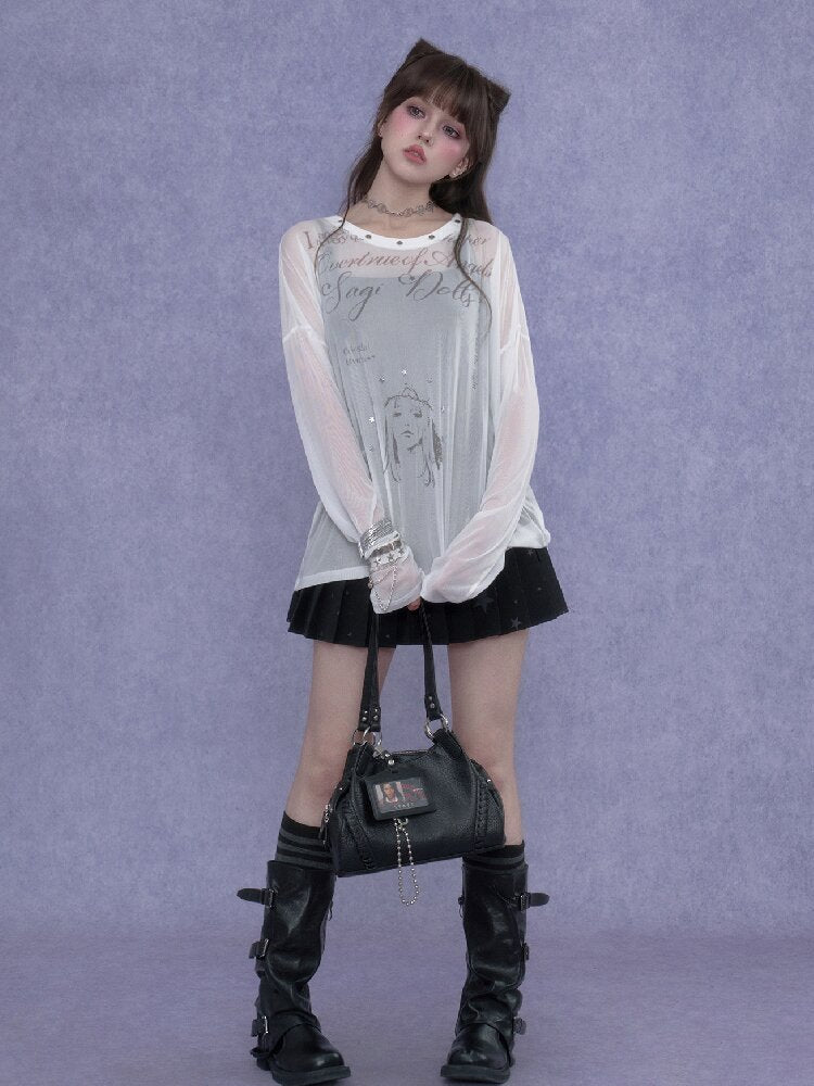 Fighting Spirit Mesh Print Casual T-shirt【s0000017269】