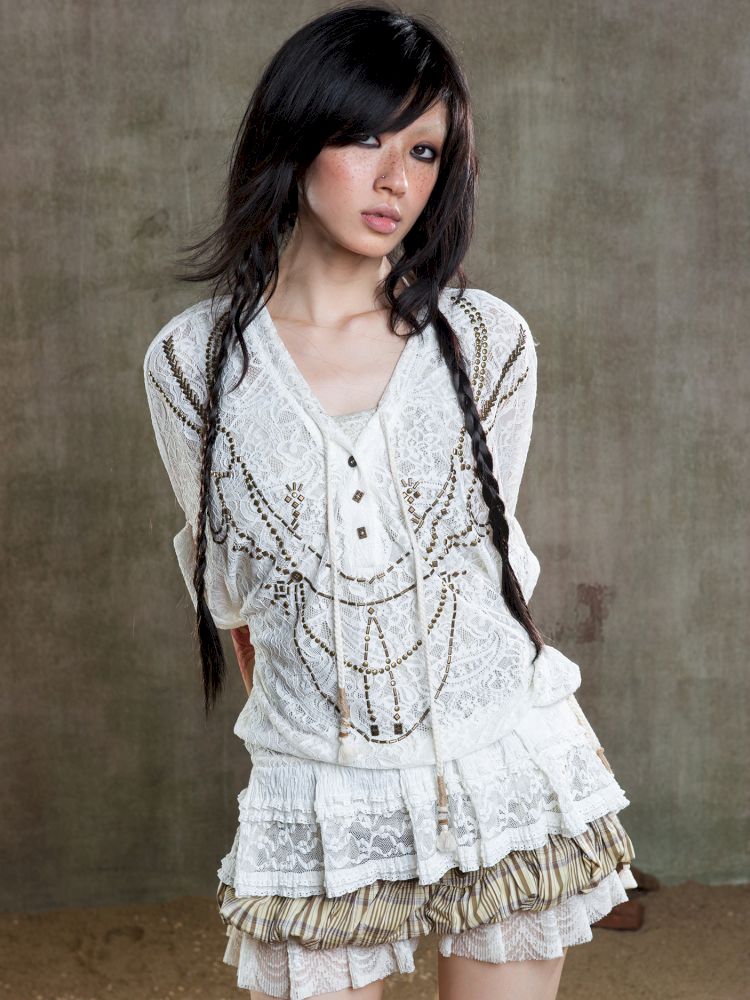 Loose Lace Blouse Dress【s0000012647】