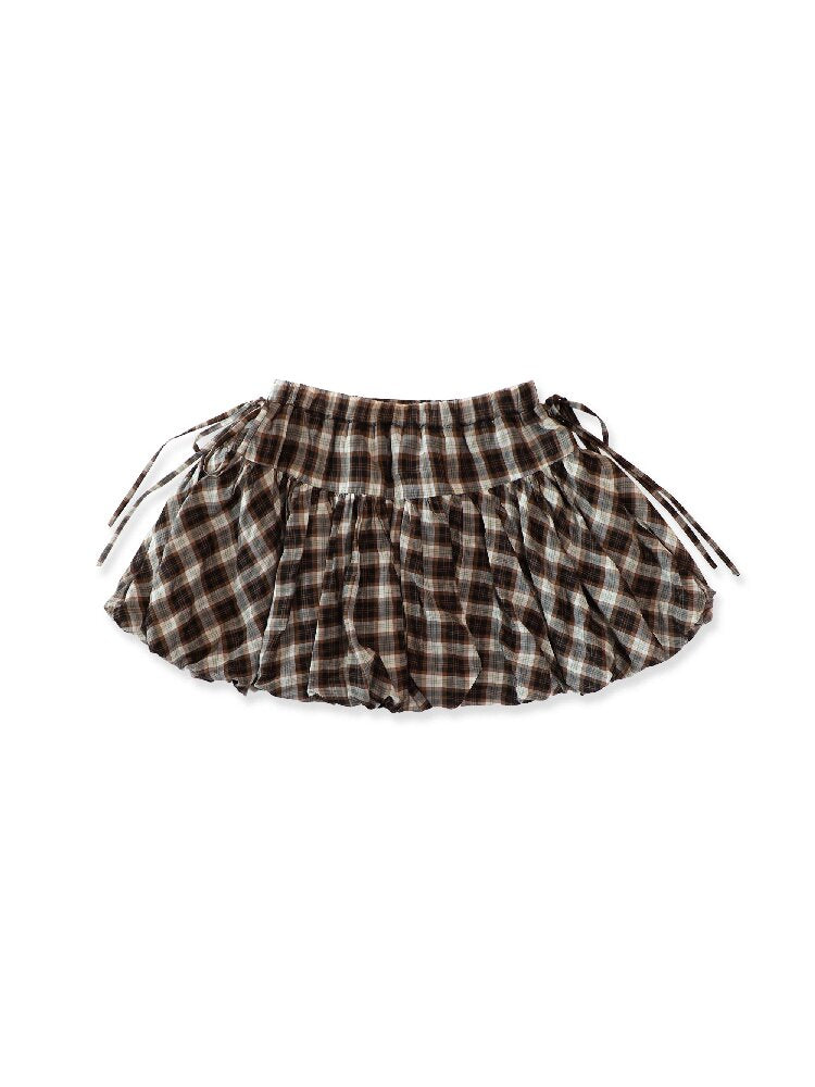 Color Block Plaid Shirt Mini Skirt【s0000017906】