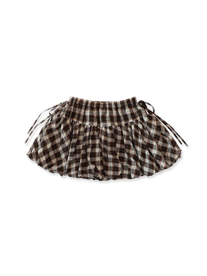 Color Block Plaid Shirt Mini Skirt【s0000017906】
