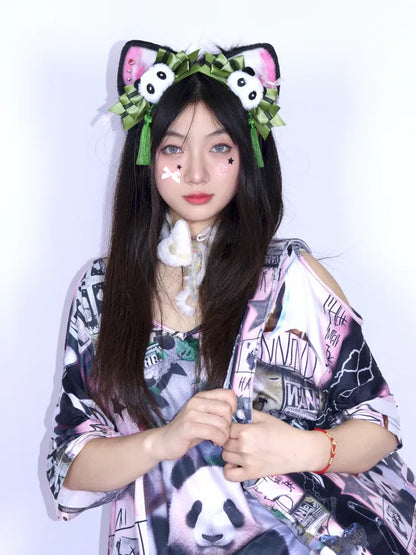 Cartoon Plush Panda Hairband Headpiece Accessory【s0000013978】