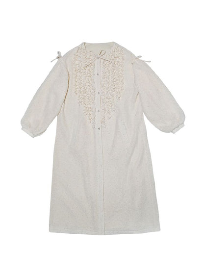 Wood Ear Trim Vintage Long Coat【s0000011337】