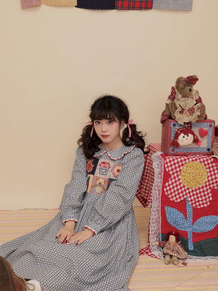 Plaid Printed Doll Neck Dress【s0000010350】