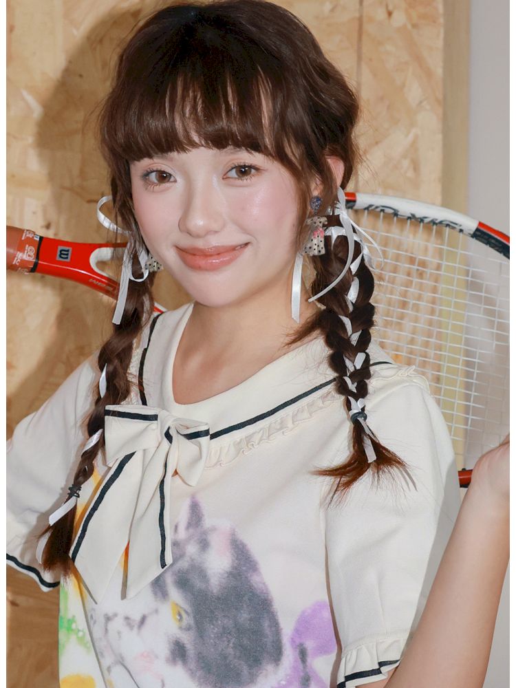 Retro spotted dog earrings【s0000013338】