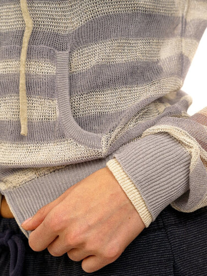 Linen Blend Gradient Hooded Top【s0000017930】