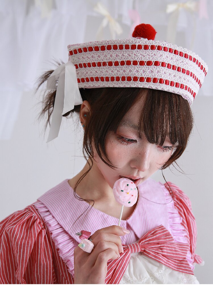 Pink Striped Navy Lolita Hat【s0000016557】
