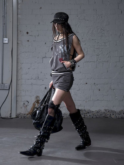Hoodie sleeveless bodycon dress【s0000012785】