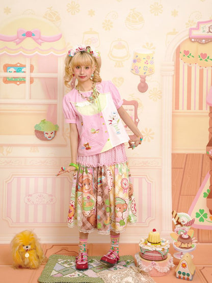 Embroidery Sweet Asymmetrical Peplum Shirt【s0000013352】