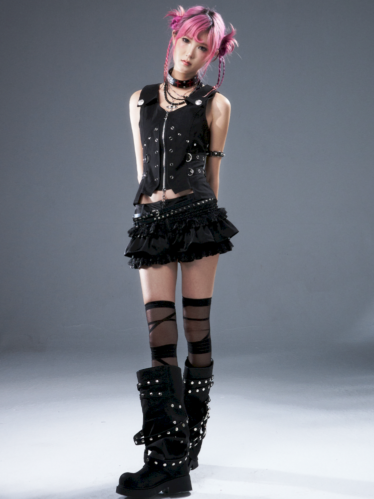 Punk Metal Slim-Fit Waist-Defining Vest【s0000012939】