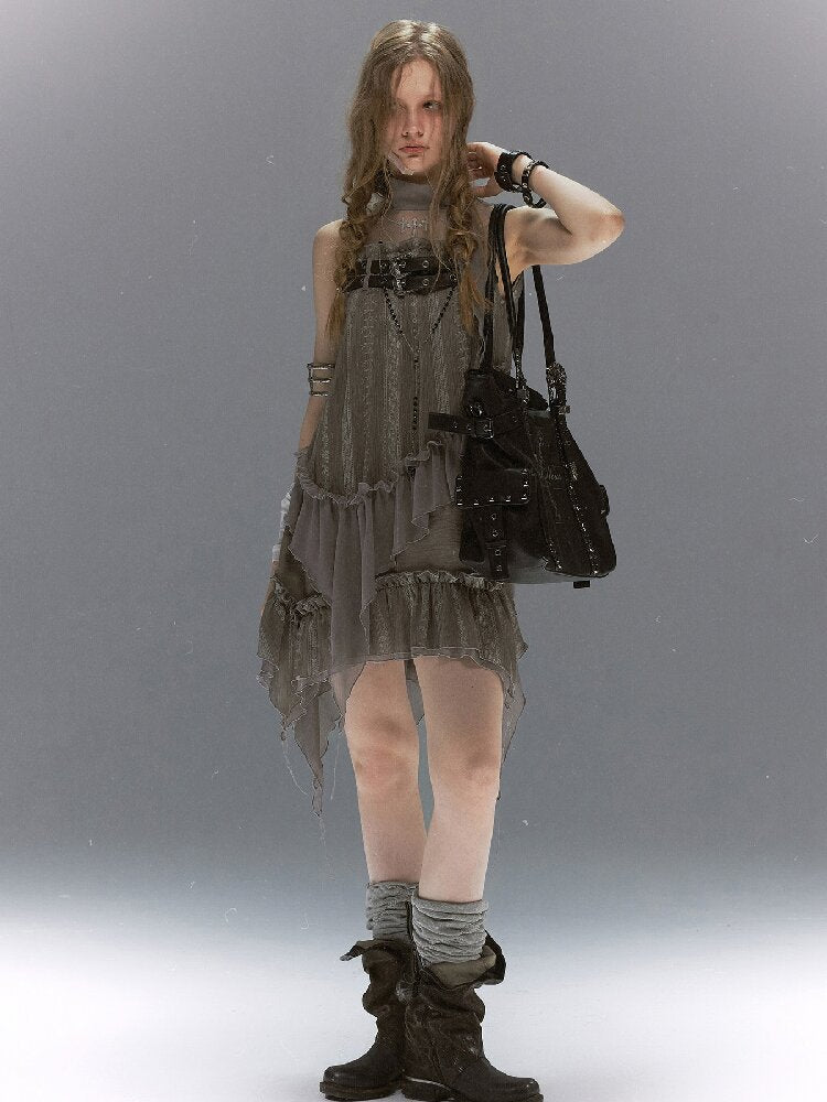 Dark Leather Cross Graffiti Bag【s0000018107】