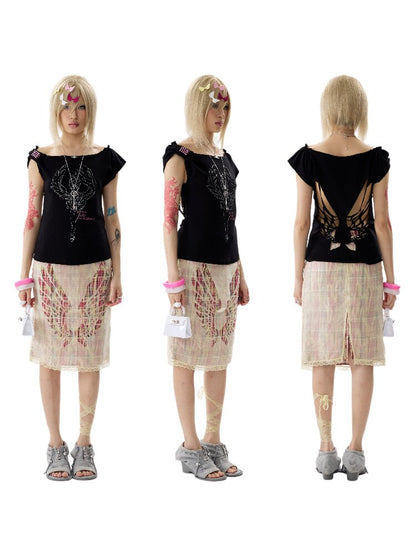 Single Shoulder Wrinkled T Shirt【s0000017639】