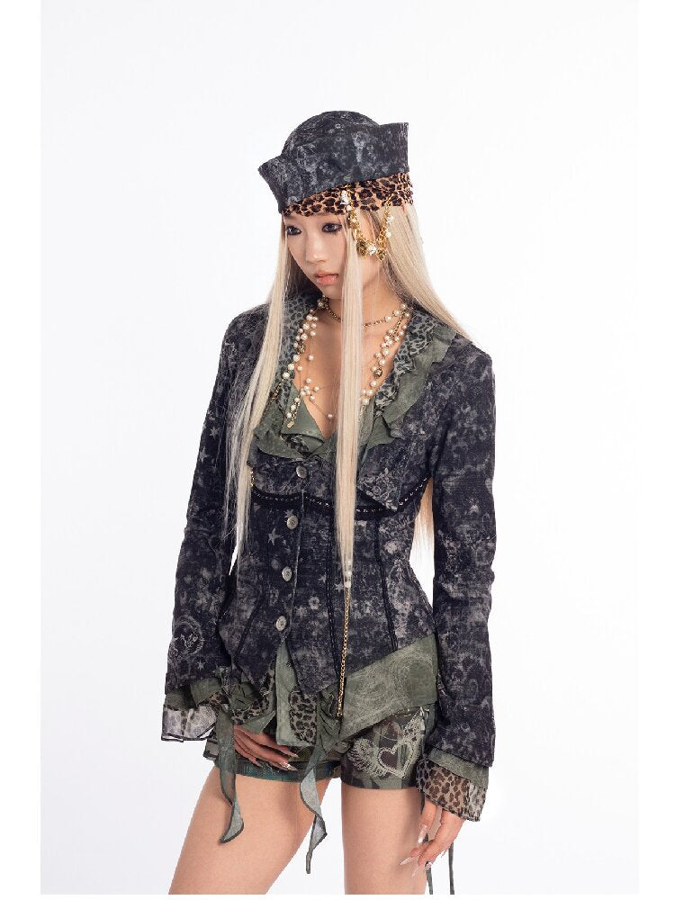 Vintage Mystic Print Lapel Jacket【s0000018054】