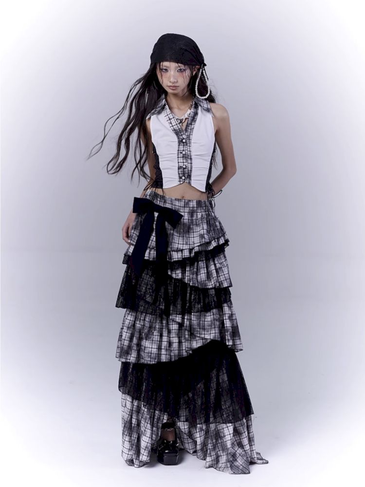 Plaid model splicing shirt【s0000012374】