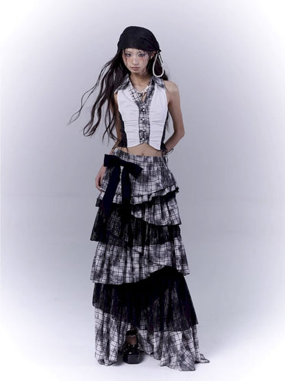 Plaid model splicing shirt【s0000012374】
