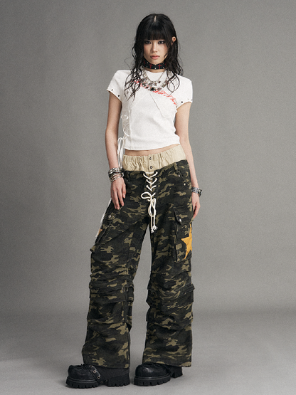 Double Waist Camouflage Wide Leg Pants【s0000017773】