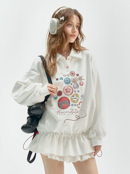 Polo Neck Waisted Sweatshirt Dress【s0000011516】