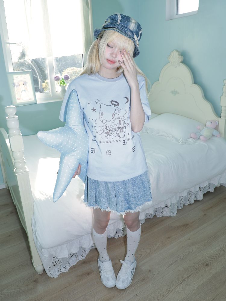 Angel Cat Short Sleeve T-Shirt【s0000012200】