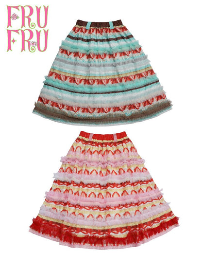 Cake Print Lace Midi Skirt【s0000017763】
