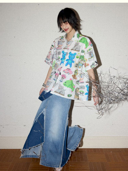 Irregular splicing denim back dress【s0000012431】