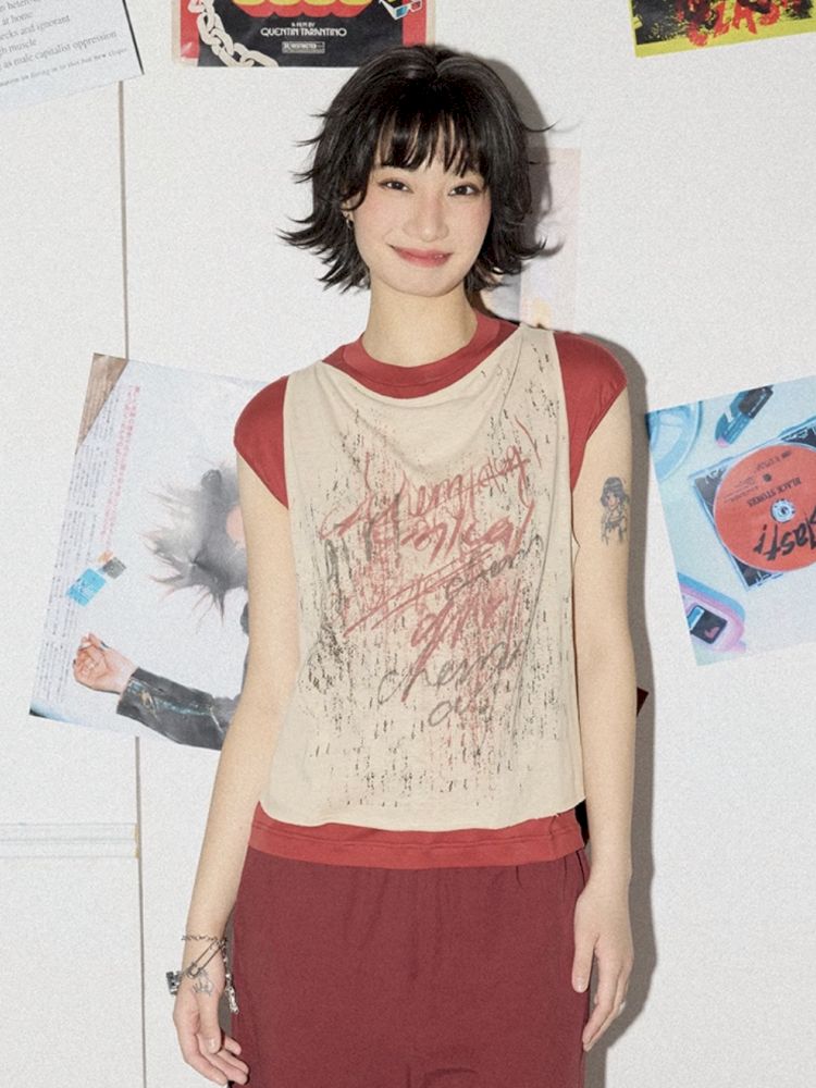 Fake Two Swing Collar Vest【s0000012290】