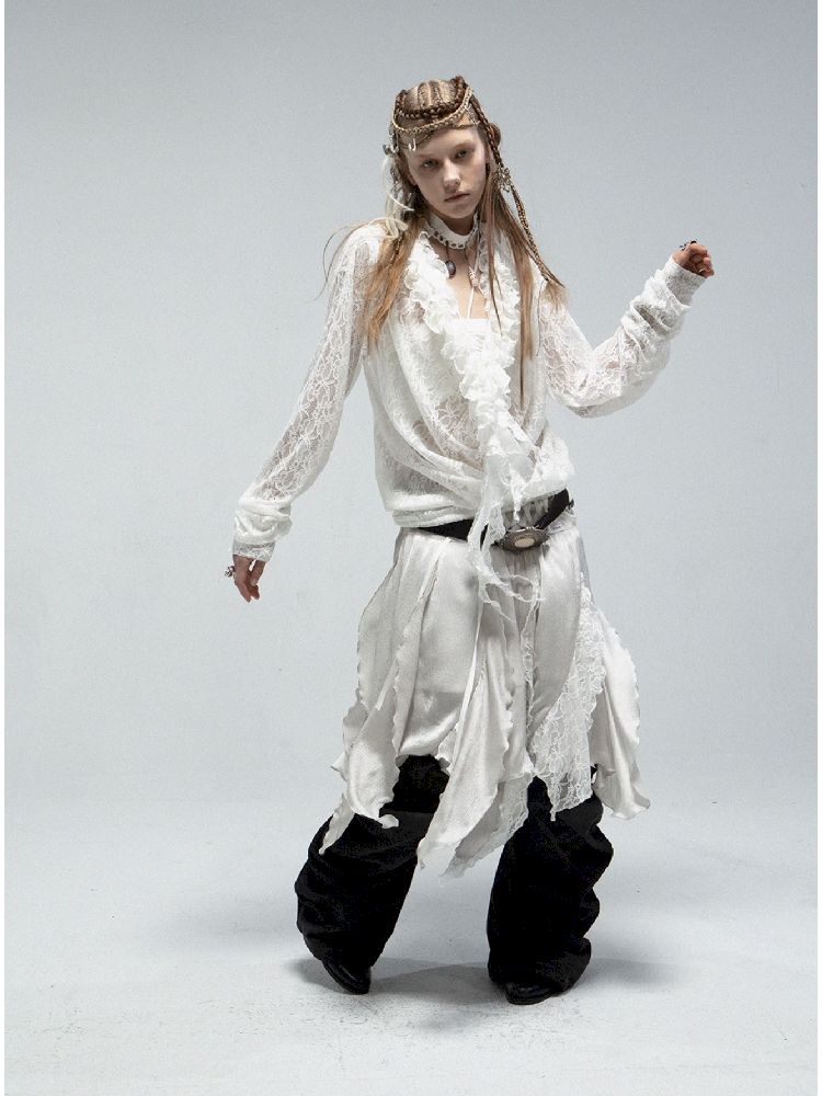 Ruffle Loose Romantic Lace Shirt【s0000011835】