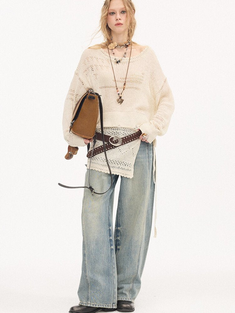 Split Cat Whiskers Scimitar Jeans【s0000015895】