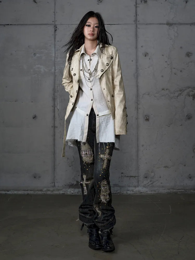 Slim-Fit Short Leather Jacket【s0000013945】