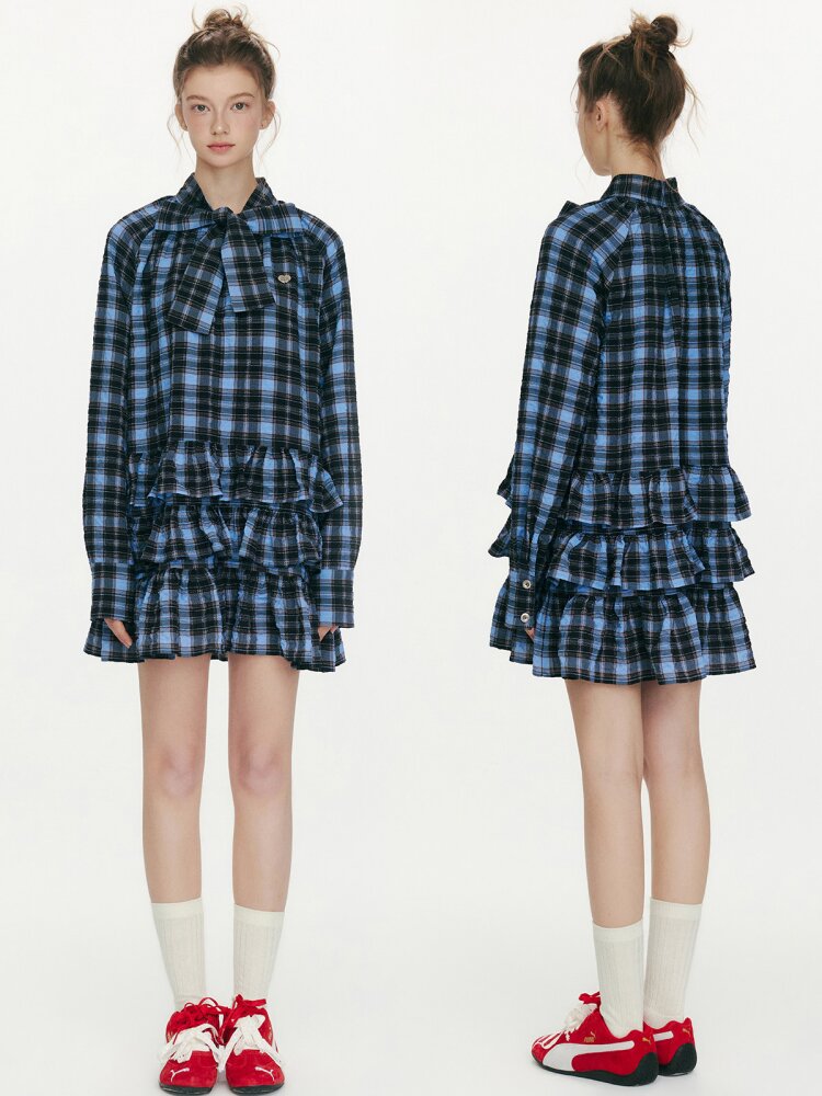 Twilight Rose Blue Plaid Dress【s0000015670】