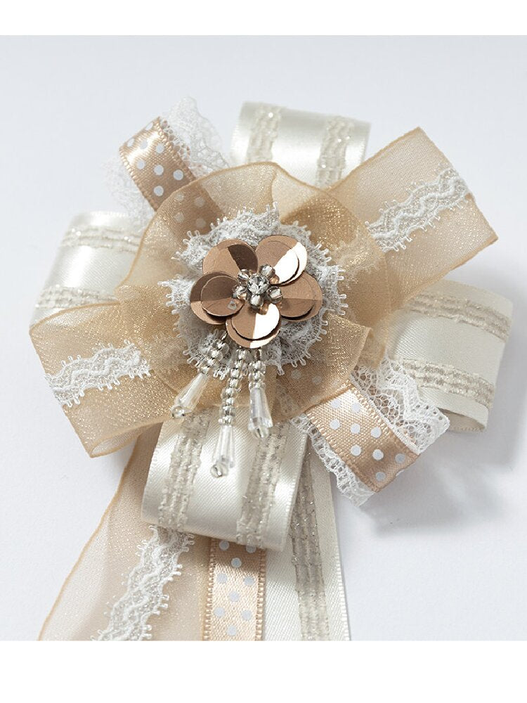 Court Lace Satin Ribbon Brooch【s0000017246】