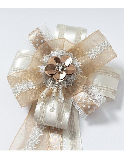 Court Lace Satin Ribbon Brooch【s0000017246】