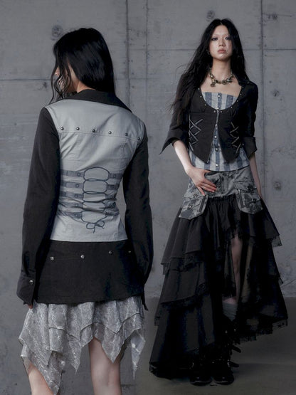 Short low collar long sleeve shirt【s0000013478】