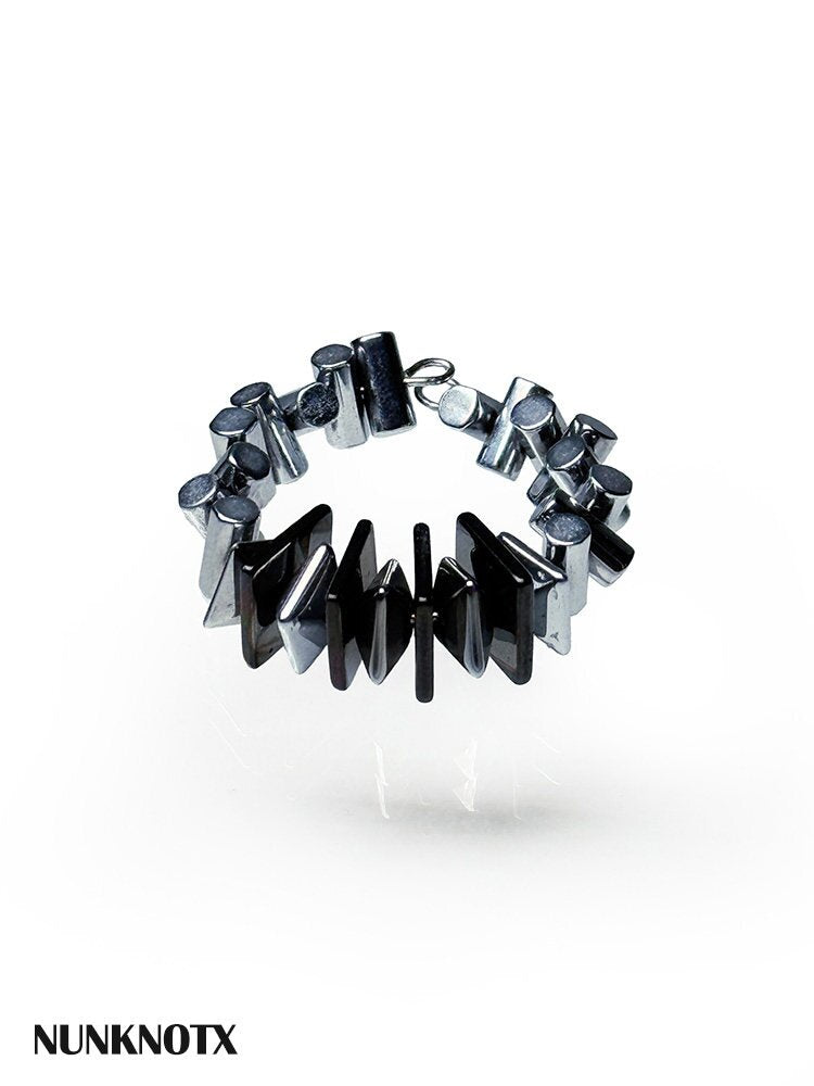 Black Gallstone Mecha Punk Ring【s0000018824】