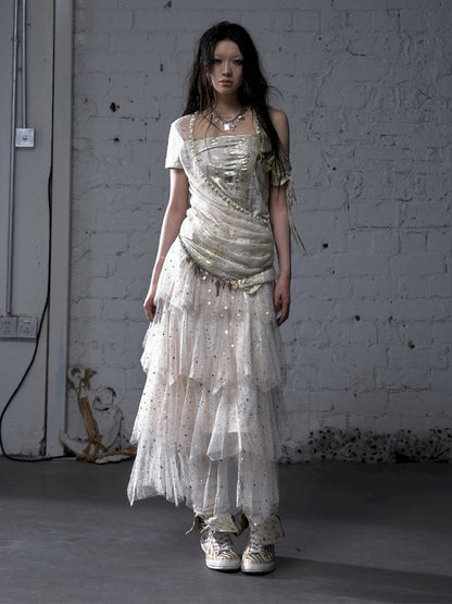 Patchwork two-way short-sleeved T-shirt【s0000012788】