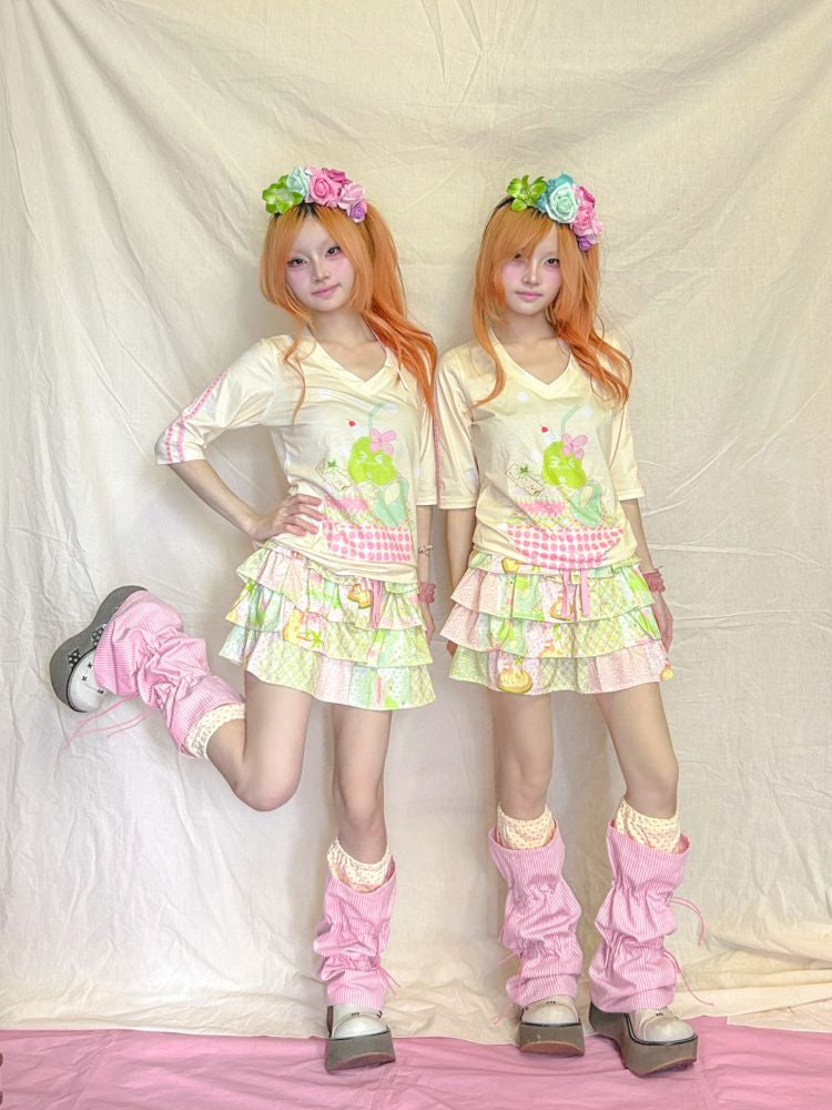 Polka Dot V-Neck Top【s0000013233】