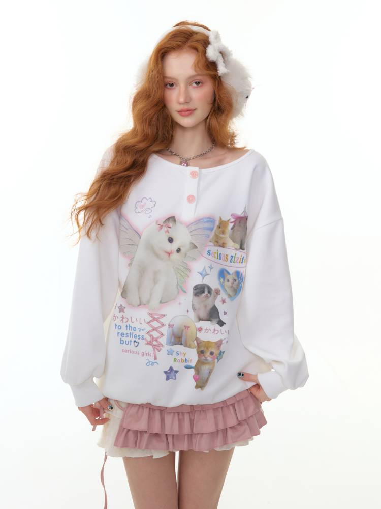 Crew Neck Relaxed-Fit Women's Sweatshirt【s0000014352】