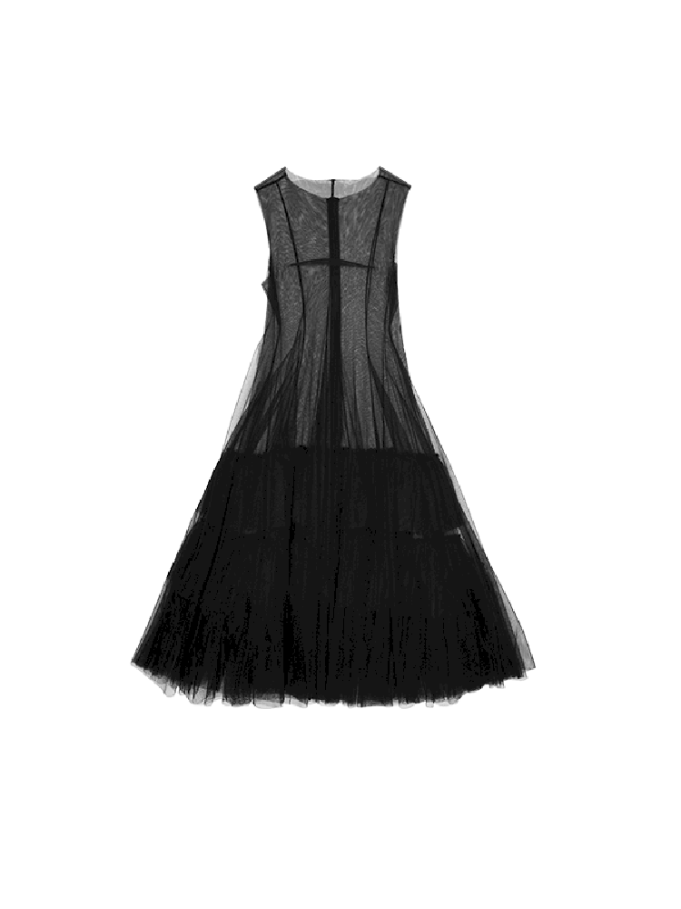 Mesh Sheer Layered Sleeveless Dress【s0000011564】