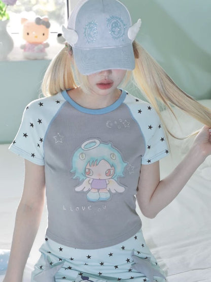 Star Plunge Short Sleeve T-Shirt【s0000012198】