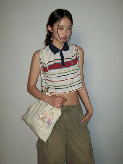 Linen texture short T-shirt tops【s0000013464】