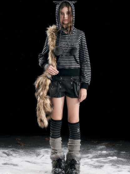 Vintage-Washed Slightly Stretch Denim Shorts【s0000014427】