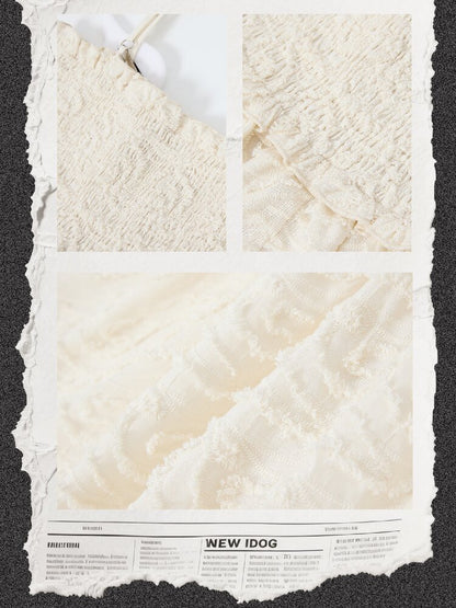 Shirred Lace White Texture Dress【s0000016278】
