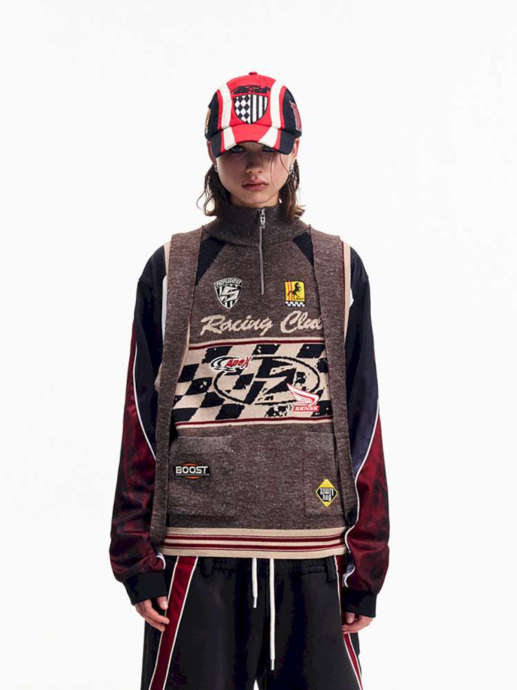 Vintage Racing Knitted Vest【s0000015177】
